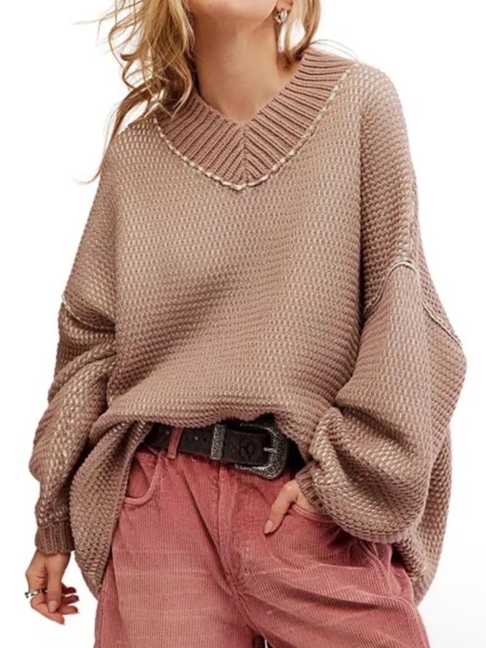 free people brown stucco Maisie sweater